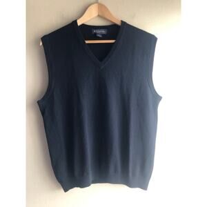 Brooks Brothers Men Black Merino Wool Vest Size Medium